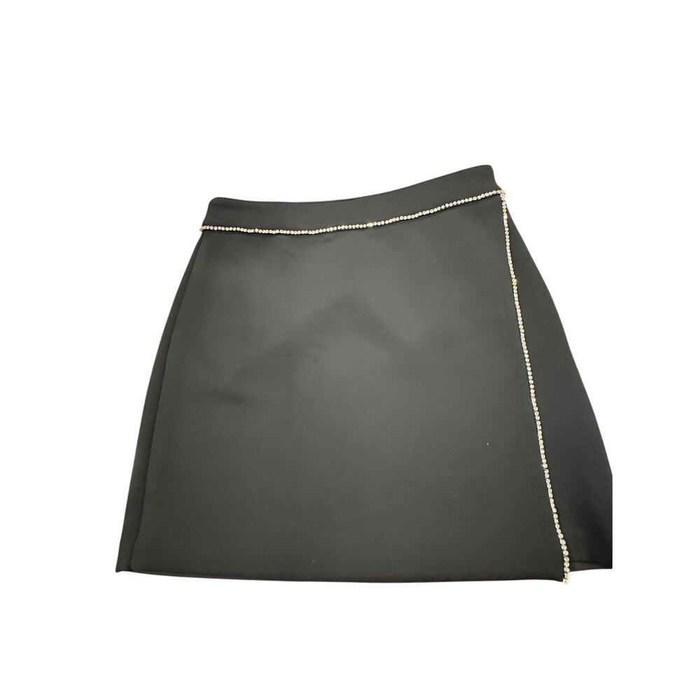 Good American Black Rhinestone Mini Skirt Size 8/29 Stretch Crystal Y2K Party - Picture 14 of 14